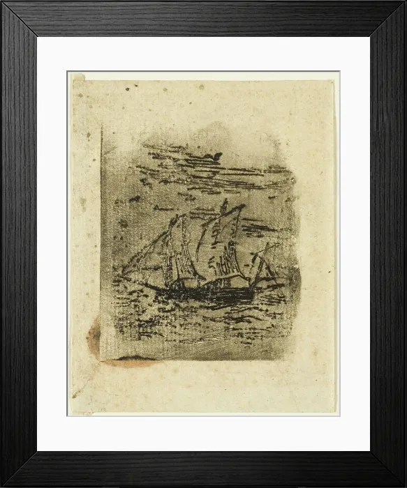 Framed Print : A Vessel Under Sail, c. 1847. Creator: Jean Francois Millet Framed Print : A Vessel Under Sail, c. 1847. Creator: Jean Francois Millet