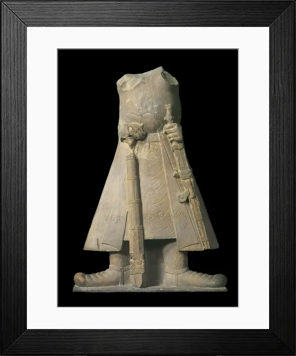 Framed Print : Statue of the emperor Kanishka with inscriptions in Brahmi Script, 1st-2nd century. Creator: Central Asian Art Framed Print : Statue of the emperor Kanishka with inscriptions in Brahmi Script, 1st-2nd century. Creator: Central Asian Art