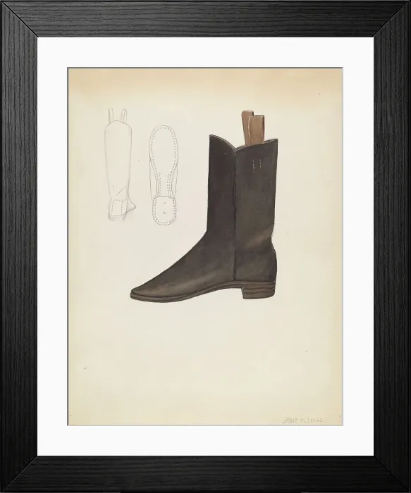 Framed Print : Boy's Boot, c. 1936. Creator: Jessie M. Benge Framed Print : Boy's Boot, c. 1936. Creator: Jessie M. Benge