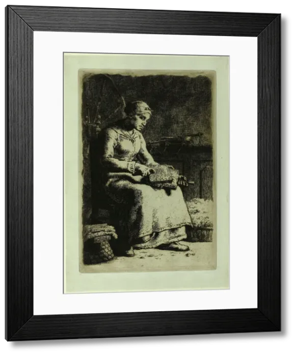 Framed Print : The Wool-Carder, 1855–56. Creator: Jean Francois Millet Framed Print : The Wool-Carder, 1855–56. Creator: Jean Francois Millet