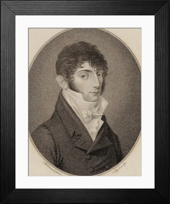 Framed Print : Portrait of the guitarist and composer Mauro Giuliani (1781-1829), 1810. Creator: Jügel, Johann Friedrich (1772-1833) Framed Print : Portrait of the guitarist and composer Mauro Giuliani (1781-1829), 1810. Creator: Jügel, Johann Friedrich (1772-1833)
