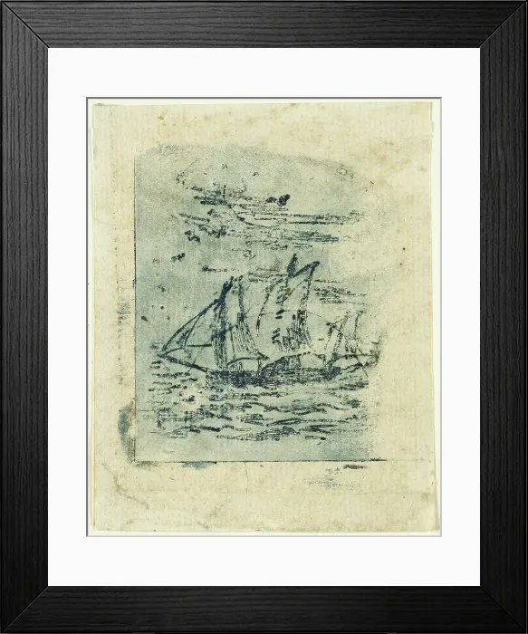 Framed Print : A Vessel Under Sail, c. 1847. Creator: Jean Francois Millet Framed Print : A Vessel Under Sail, c. 1847. Creator: Jean Francois Millet