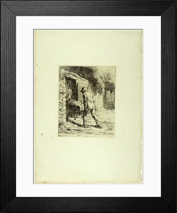 Framed Print : Peasant with a Wheelbarrow, 1855. Creator: Jean Francois Millet Framed Print : Peasant with a Wheelbarrow, 1855. Creator: Jean Francois Millet