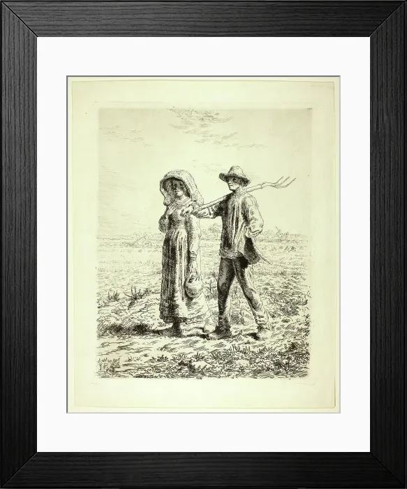 Framed Print : Peasants Going to Work, 1863. Creator: Jean Francois Millet Framed Print : Peasants Going to Work, 1863. Creator: Jean Francois Millet