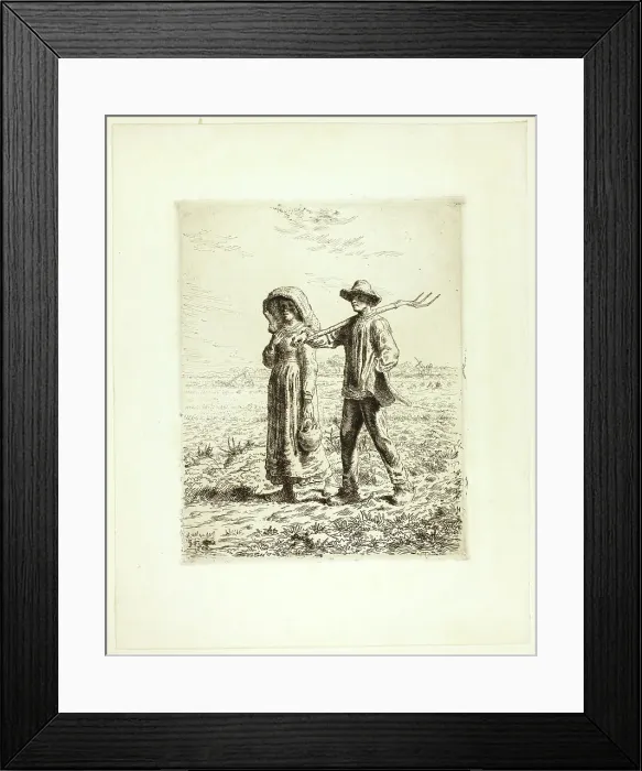 Framed Print : Peasants Going to Work, 1863. Creator: Jean Francois Millet Framed Print : Peasants Going to Work, 1863. Creator: Jean Francois Millet