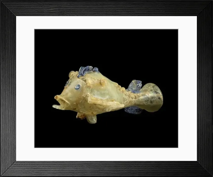 Framed Print : Fish-shaped glass flask, 1st century. Creator: The Oriental Applied Arts Framed Print : Fish-shaped glass flask, 1st century. Creator: The Oriental Applied Arts