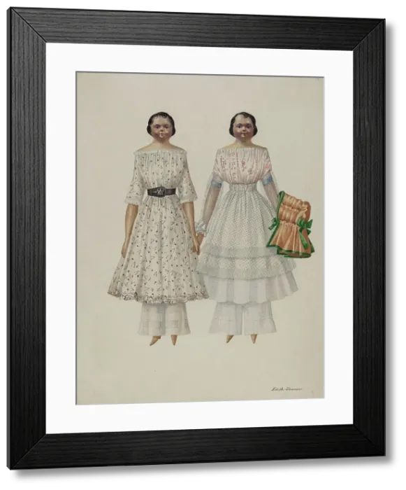 Framed Print : Dolls - Molly and Polly, c. 1937. Creator: Edith Towner. Dolls - Molly and Polly, c. 1937. Creator: Edith Towner Framed Print : Dolls - Molly and Polly, c. 1937. Creator: Edith Towner. Dolls - Molly and Polly, c. 1937. Creator: Edith Towner