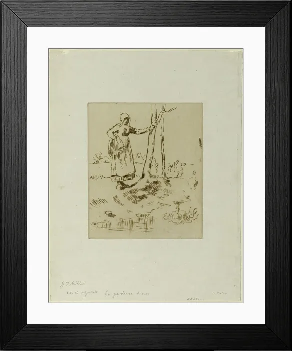 Framed Print : A Girl Minding Geese, 1855–56. Creator: Jean Francois Millet Framed Print : A Girl Minding Geese, 1855–56. Creator: Jean Francois Millet