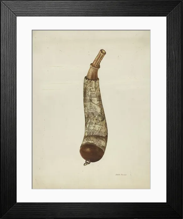 Framed Print : Powder Horn, c. 1940. Creator: Edith Towner Framed Print : Powder Horn, c. 1940. Creator: Edith Towner