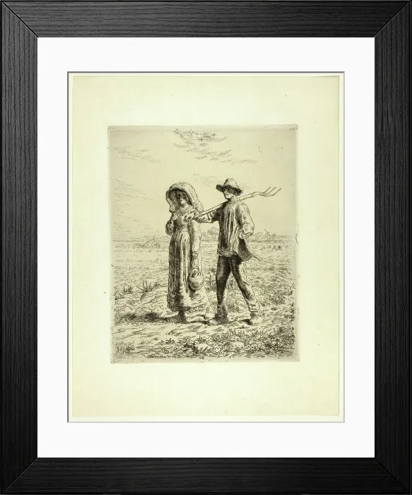 Framed Print : Peasants Going to Work, 1863. Creator: Jean Francois Millet Framed Print : Peasants Going to Work, 1863. Creator: Jean Francois Millet