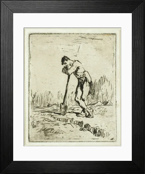 Framed Print : The Man Leaning on His Spade, c. 1847. Creator: Jean Francois Millet Framed Print : The Man Leaning on His Spade, c. 1847. Creator: Jean Francois Millet