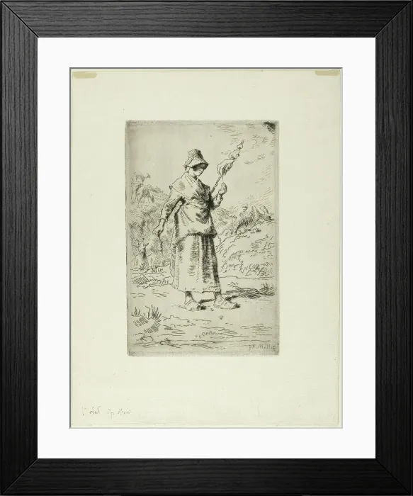 Framed Print : The Spinner, 1868–69. Creator: Jean Francois Millet Framed Print : The Spinner, 1868–69. Creator: Jean Francois Millet