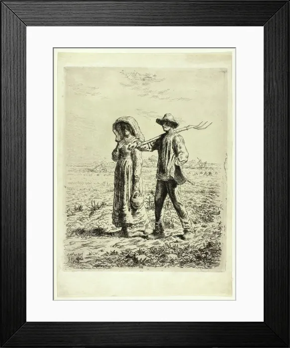 Framed Print : Peasants Going to Work, 1863. Creator: Jean Francois Millet Framed Print : Peasants Going to Work, 1863. Creator: Jean Francois Millet