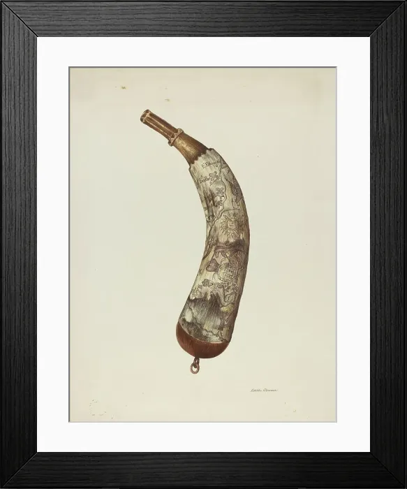 Framed Print : Powder Horn, c. 1940. Creator: Edith Towner Framed Print : Powder Horn, c. 1940. Creator: Edith Towner