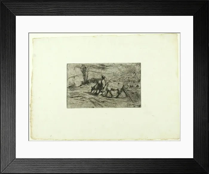 Framed Print : The Two Cows, c. 1847. Creator: Jean Francois Millet Framed Print : The Two Cows, c. 1847. Creator: Jean Francois Millet