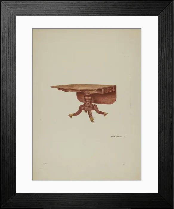 Framed Print : Table, Drop-leaf, 1940. Creator: Edith Towner Framed Print : Table, Drop-leaf, 1940. Creator: Edith Towner