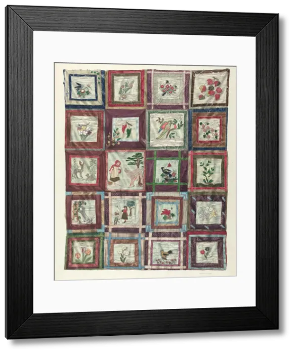 Framed Print : Appliqued Quilt, 1935 / 1942. Creator: Dorothea Bates Framed Print : Appliqued Quilt, 1935 / 1942. Creator: Dorothea Bates