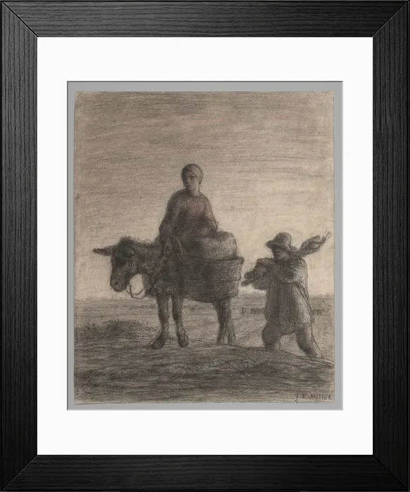 Framed Print : The Departure for Work, 1857. Creator: Jean Francois Millet Framed Print : The Departure for Work, 1857. Creator: Jean Francois Millet