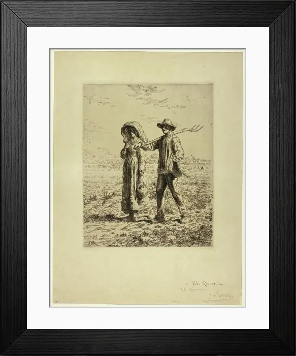 Framed Print : Peasants Going to Work, 1863. Creator: Jean Francois Millet Framed Print : Peasants Going to Work, 1863. Creator: Jean Francois Millet