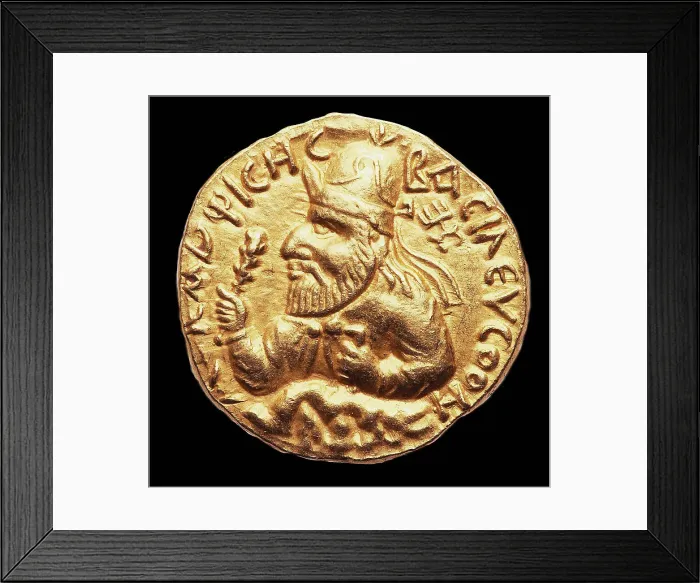 Framed Print : Coin of Vima Kadphises, ca 100-128. Creator: Numismatic, Ancient Coins Framed Print : Coin of Vima Kadphises, ca 100-128. Creator: Numismatic, Ancient Coins