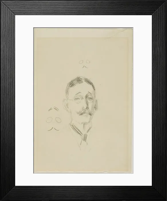 Framed Print : Head of a Man with Glasses with Two Sketches, n.d. Creator: Anders Leonard Zorn Framed Print : Head of a Man with Glasses with Two Sketches, n.d. Creator: Anders Leonard Zorn