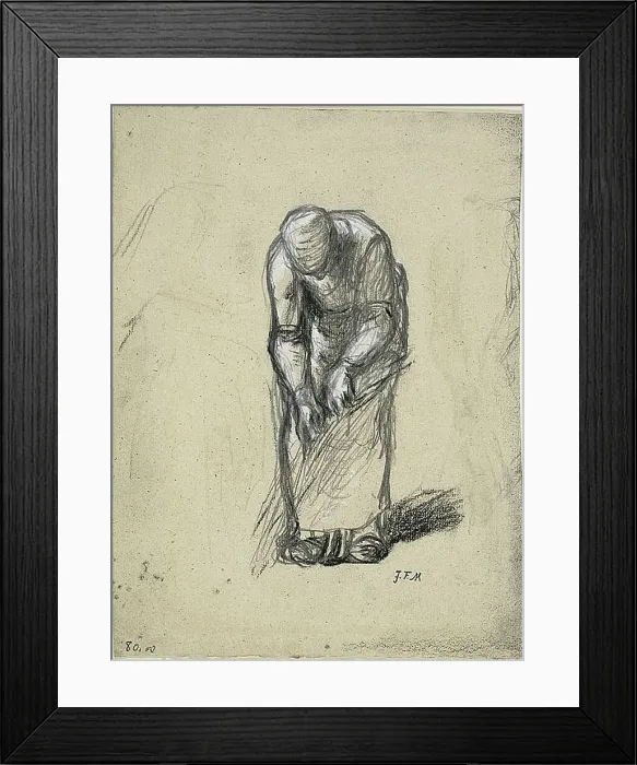 Framed Print : Study for Flax Pulling, c. 1852. Creator: Jean Francois Millet Framed Print : Study for Flax Pulling, c. 1852. Creator: Jean Francois Millet