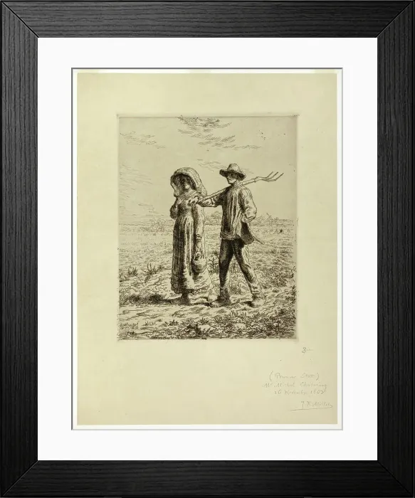 Framed Print : Peasants Going to Work, 1863. Creator: Jean Francois Millet Framed Print : Peasants Going to Work, 1863. Creator: Jean Francois Millet