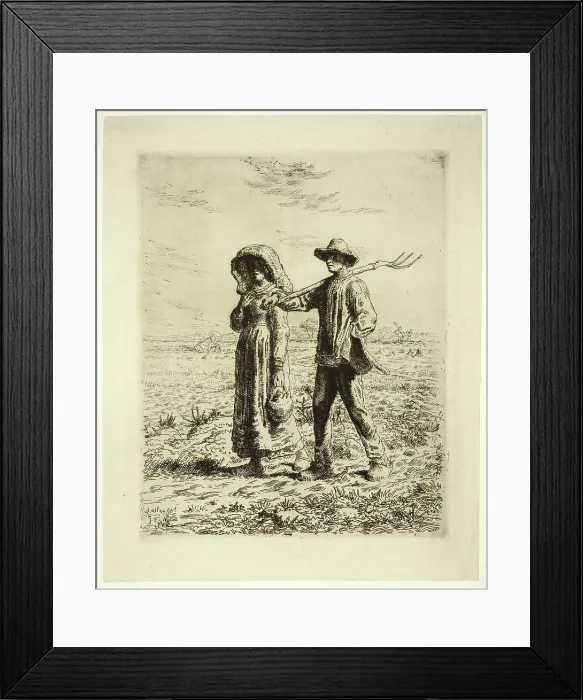 Framed Print : Peasants Going to Work, 1863. Creator: Jean Francois Millet Framed Print : Peasants Going to Work, 1863. Creator: Jean Francois Millet