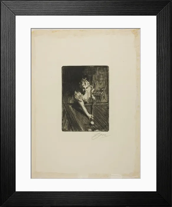 Framed Print : Billiards, 1898. Creator: Anders Leonard Zorn Framed Print : Billiards, 1898. Creator: Anders Leonard Zorn