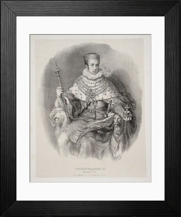 Framed Print : Ferdinand I in coronation robe as King of Lombardy-Venetia, 1838. Creator: Sanquirico, Alessandro (1777-1849) Framed Print : Ferdinand I in coronation robe as King of Lombardy-Venetia, 1838. Creator: Sanquirico, Alessandro (1777-1849)