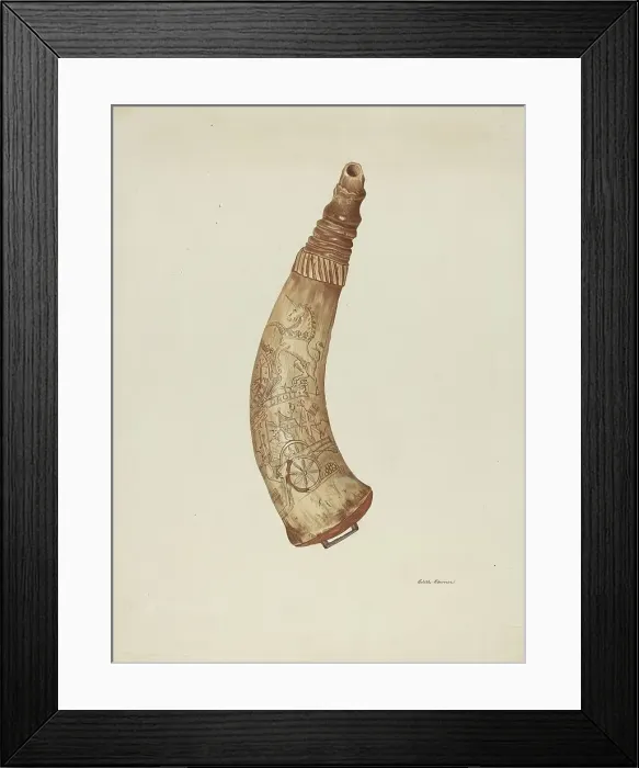 Framed Print : Powder Horn, c. 1940. Creator: Edith Towner Framed Print : Powder Horn, c. 1940. Creator: Edith Towner