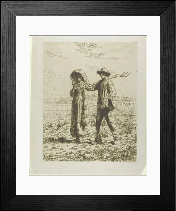 Framed Print : Peasants Going to Work, 1863. Creator: Jean Francois Millet Framed Print : Peasants Going to Work, 1863. Creator: Jean Francois Millet