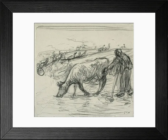 Framed Print : Peasant Watering Her Cow, 1871 / 1873. Creator: Jean Francois Millet Framed Print : Peasant Watering Her Cow, 1871 / 1873. Creator: Jean Francois Millet