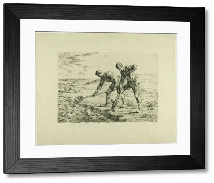Framed Print : Two Men Digging, 1855–56. Creator: Jean Francois Millet Framed Print : Two Men Digging, 1855–56. Creator: Jean Francois Millet
