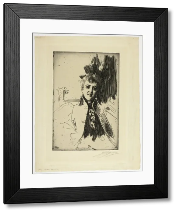Framed Print : Mrs. Potter Palmer, 1896. Creator: Anders Leonard Zorn Framed Print : Mrs. Potter Palmer, 1896. Creator: Anders Leonard Zorn