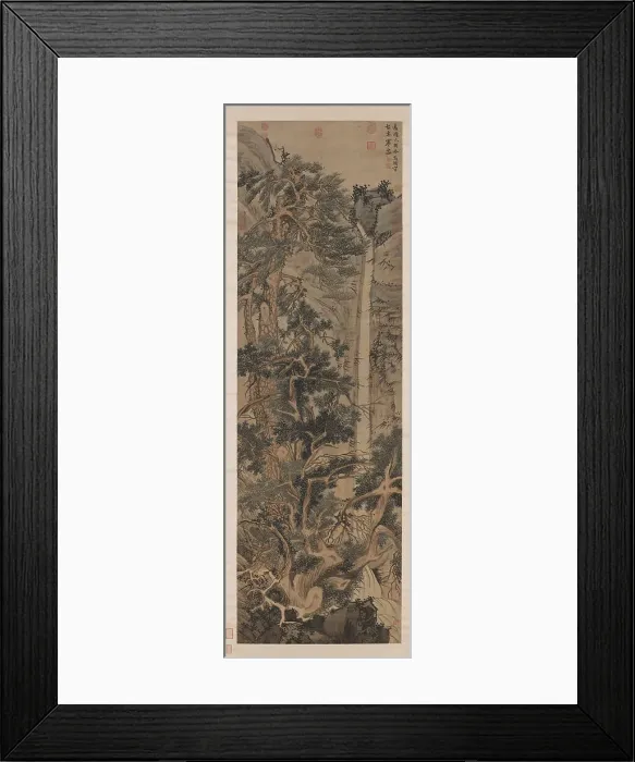 Framed Print : Old Trees by a Cold Waterfall. Creator: Wen Zhengming (1470-1559) Framed Print : Old Trees by a Cold Waterfall. Creator: Wen Zhengming (1470-1559)