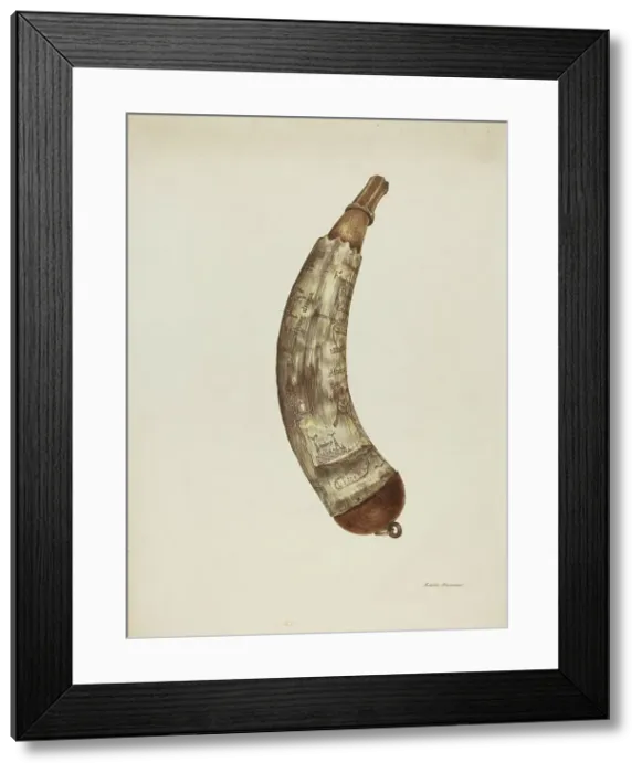 Framed Print : Powder Horn, c. 1940. Creator: Edith Towner Framed Print : Powder Horn, c. 1940. Creator: Edith Towner
