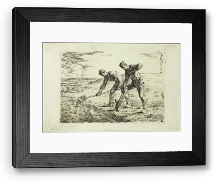 Framed Print : Two Men Digging, 1855–56. Creator: Jean Francois Millet Framed Print : Two Men Digging, 1855–56. Creator: Jean Francois Millet