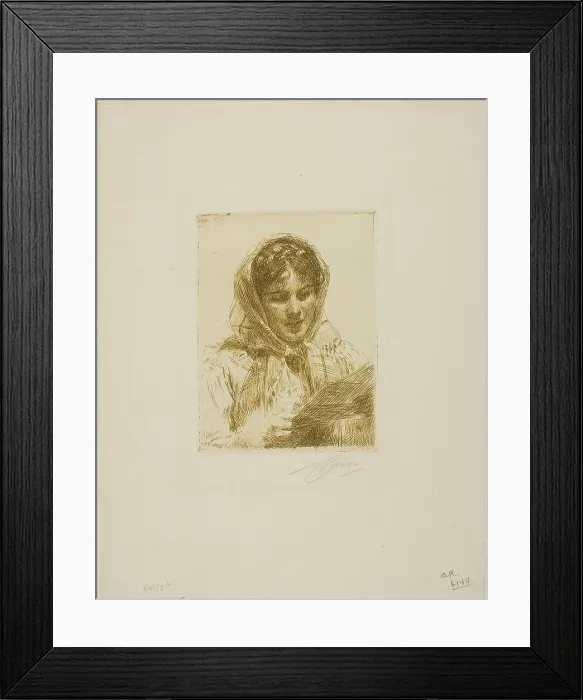 Framed Print : The Letter, 1913. Creator: Anders Leonard Zorn Framed Print : The Letter, 1913. Creator: Anders Leonard Zorn