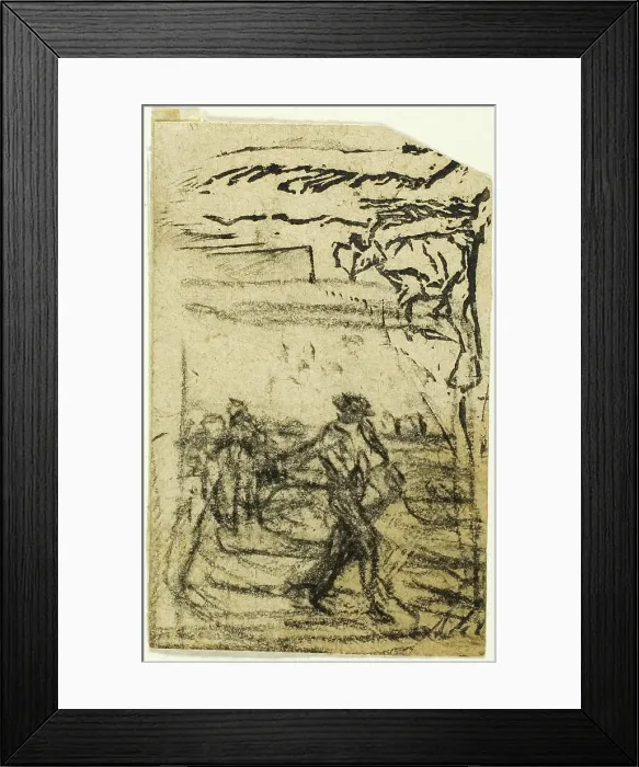 Framed Print : Sketches, Fragment: Peasant Seated at the Foot of a Tree, after 1863. Creator: Jean Francois Millet
