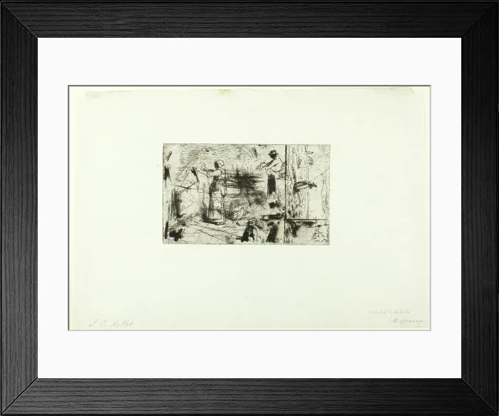 Framed Print : Sketches of Three Subjects, c. 1855. Creator: Jean Francois Millet Framed Print : Sketches of Three Subjects, c. 1855. Creator: Jean Francois Millet