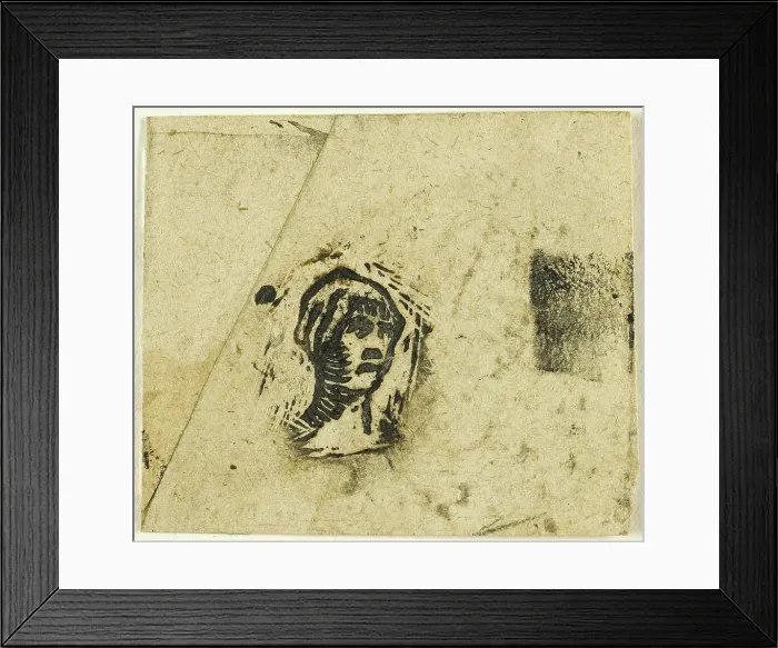 Framed Print : Sketches, Fragment: Head of a Woman Wearing a Kerchief, after 1863. Creator: Jean Francois Millet Framed Print : Sketches, Fragment: Head of a Woman Wearing a Kerchief, after 1863. Creator: Jean Francois Millet