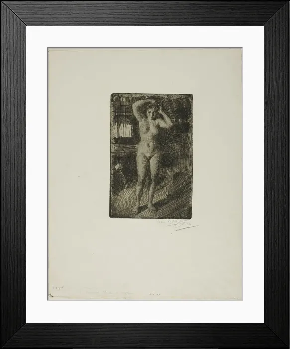 Framed Print : Anna Doing Her Hair, 1906. Creator: Anders Leonard Zorn Framed Print : Anna Doing Her Hair, 1906. Creator: Anders Leonard Zorn