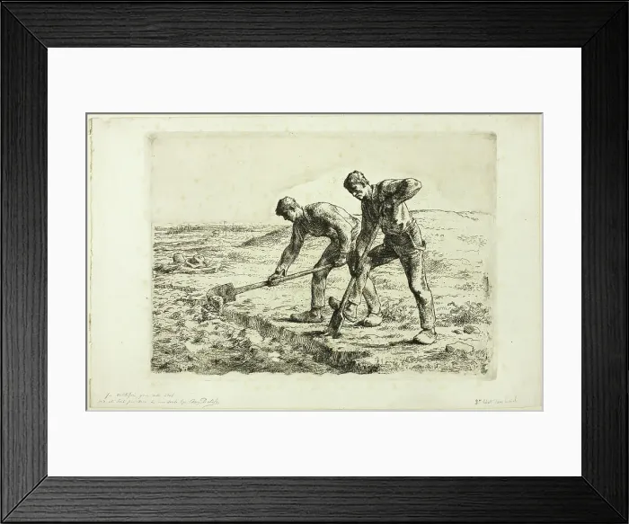 Framed Print : Two Men Digging, 1855–56. Creator: Jean Francois Millet Framed Print : Two Men Digging, 1855–56. Creator: Jean Francois Millet