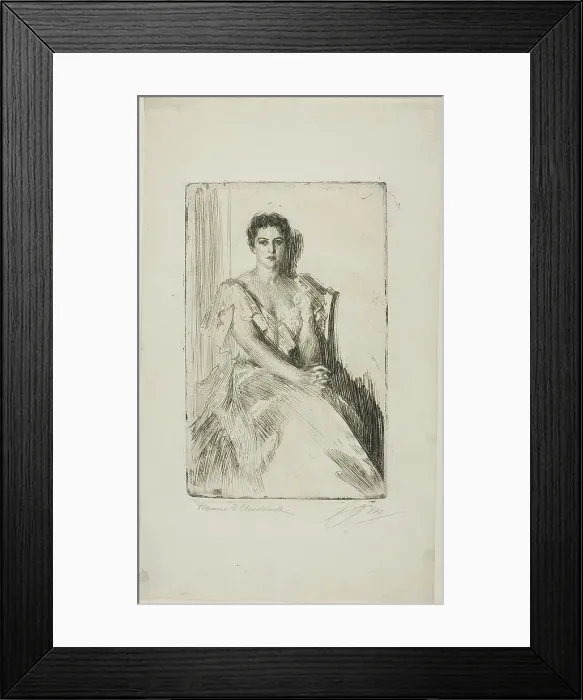 Framed Print : Mrs. Cleveland II, 1899. Creator: Anders Leonard Zorn Framed Print : Mrs. Cleveland II, 1899. Creator: Anders Leonard Zorn