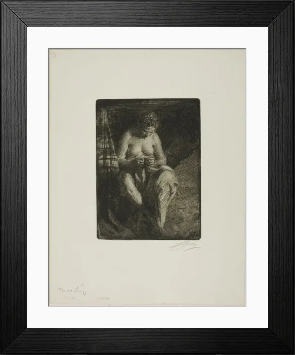 Framed Print : Mending, 1905. Creator: Anders Leonard Zorn Framed Print : Mending, 1905. Creator: Anders Leonard Zorn