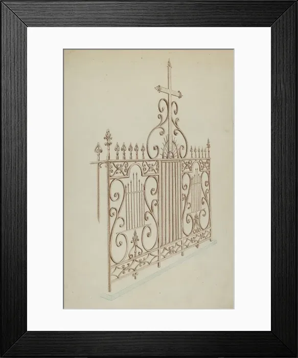Framed Print : Iron Gate and Fence, c. 1937. Creator: Lucien Verbeke Framed Print : Iron Gate and Fence, c. 1937. Creator: Lucien Verbeke