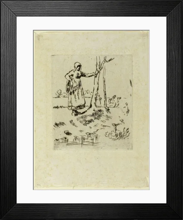 Framed Print : A Girl Minding Geese, 1855–56. Creator: Jean Francois Millet Framed Print : A Girl Minding Geese, 1855–56. Creator: Jean Francois Millet