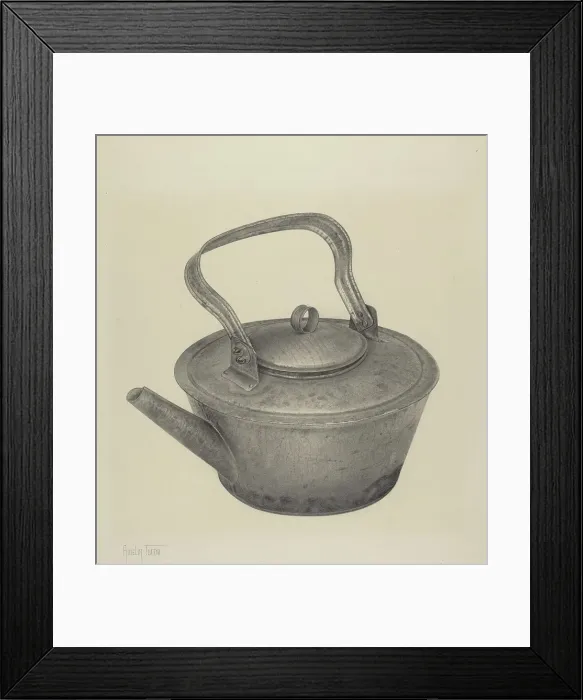 Framed Print : Tea Kettle, c. 1940. Creator: Amelia Tuccio Framed Print : Tea Kettle, c. 1940. Creator: Amelia Tuccio