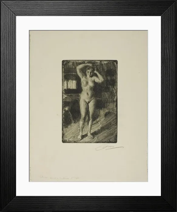 Framed Print : Anna Doing Her Hair, 1906. Creator: Anders Leonard Zorn Framed Print : Anna Doing Her Hair, 1906. Creator: Anders Leonard Zorn
